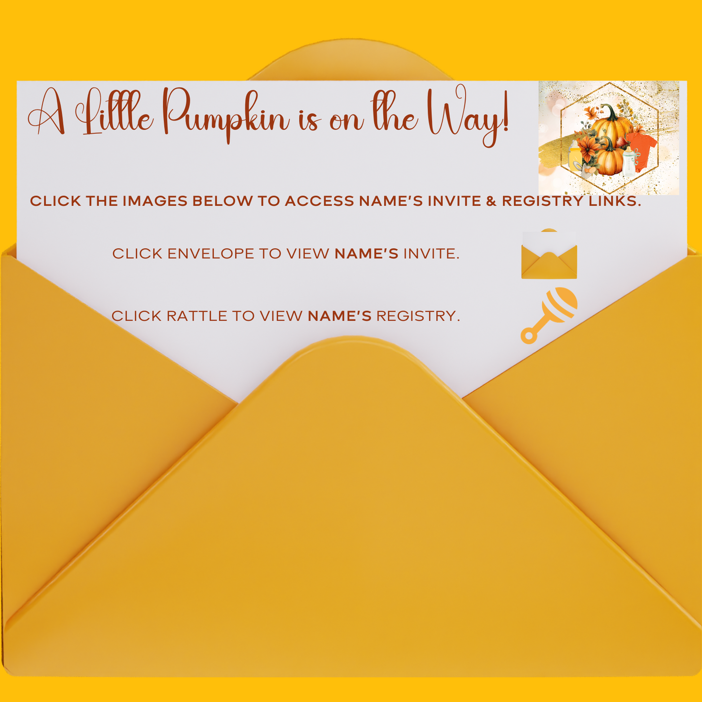 eCard - Baby Shower Invitation Template - Fall's Little Pumpkin is on the Way!